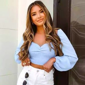 Elegant off the shoulder long sleeve crop top